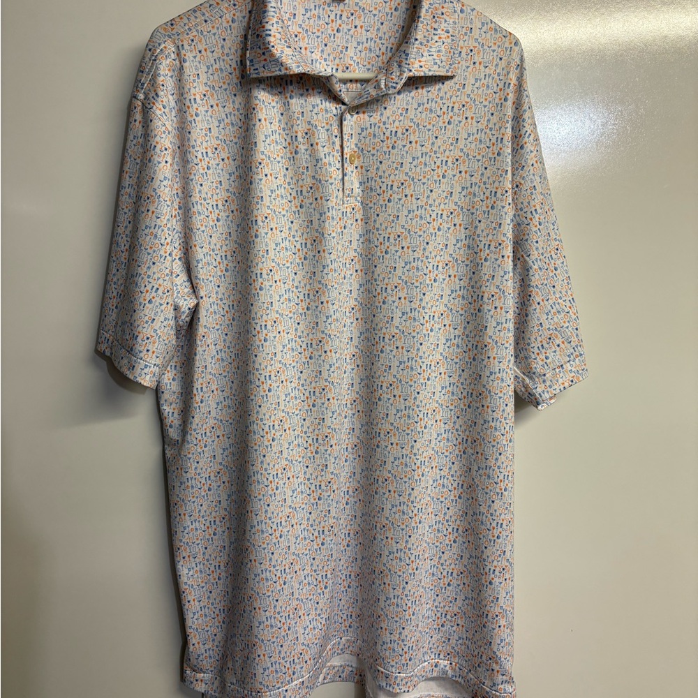 Men’s XL Peter Millar Short Sleeve Summer Comfort Crown Drinks Woodland Polo